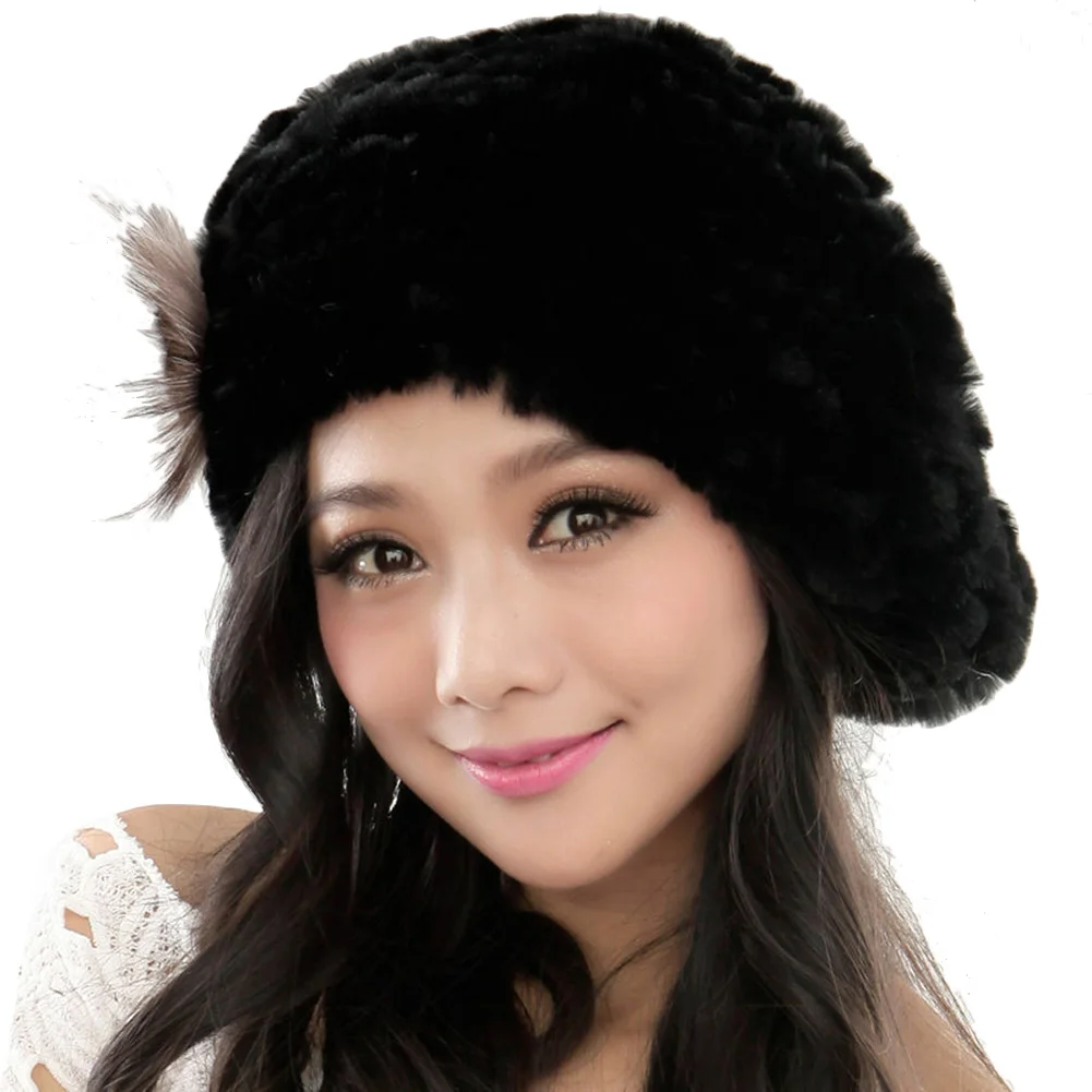 

Winter Beret Faux Fur Hat Women Soft Warm Caps Knitted Accessory Comfortable Outdoor FK88