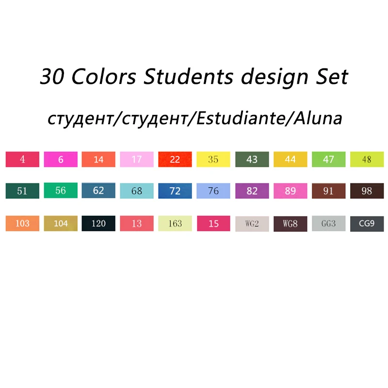 TouchFIVE художественный маркер 168 цветов спирт двуглавый Эскиз маркер для школы рисунок маркер анимация дизайн школьные принадлежности - Цвет: 30 Student Design