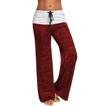 

KLV pants women pants брюки женские Women Drawstring Wide Leg High Waist Long Loose Casual Pants Trousers free shipping D4