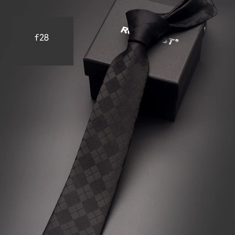 f28 Новое поступление, модный дизайнерский Тонкий Повседневный галстук 6 см для мужчин, формальные деловые свадебные галстуки, узорчатый шейный галстук с подарочной коробкой - Цвет: f28