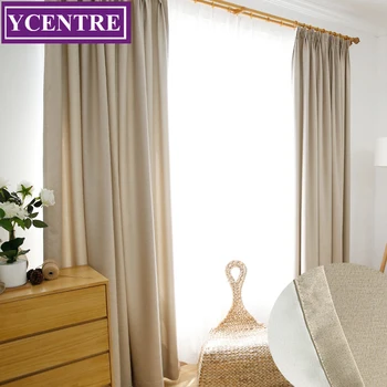 

YCENTRE Faux Linen Window Treatment Thermal Insulated Solid Color Living Room Darkening Blackout Curtain/Drapes for Bedroom