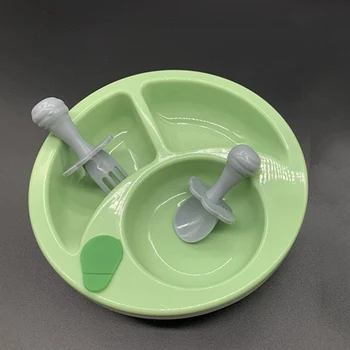 

100% Food Approve Silicone Baby Tableware With Suction Cup Toddler Plate And Portable Fork Spoon Kids Food Bowl Set Dropshipping
