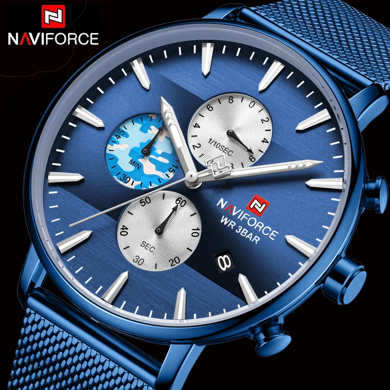 NAVIFORCE Топ люксовый бренд модные мужские часы светящийся хронограф