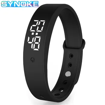 

SYNOKE Smart Band Men Women Body Temperature Monitor Smart Band Bracelet With 24-Hour Time Touch Key Type LED Screen Display