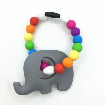 

Silicone Teether elephant Baby Pacifier Clips Safety Teething Baby Carrier Chain Silicone Beads Toys Not Necklace BPA Free