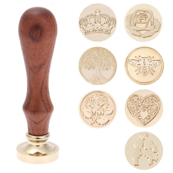 

Retro Wax Seal Antique Sealing Wax Stamp Ancient Craft Wax Seal Stamp Decor Wood Handle for Envelope DIY Decorative