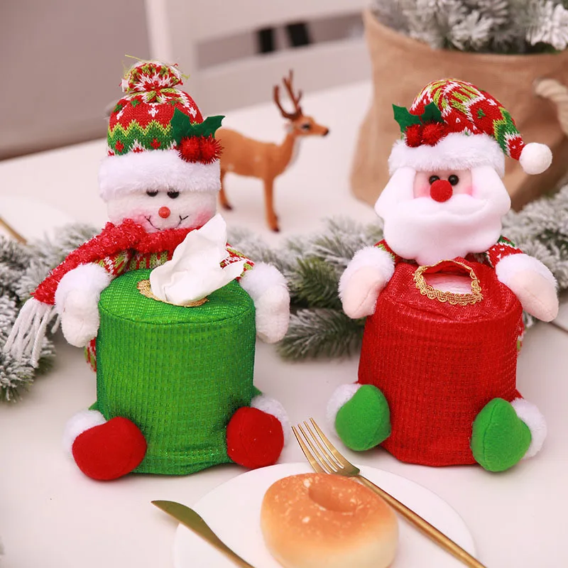 

Christmas Storage Bag Paper Towel Cover Table Hotel Toilet Supplies Cylinder Festive Gift Boxes Decoration