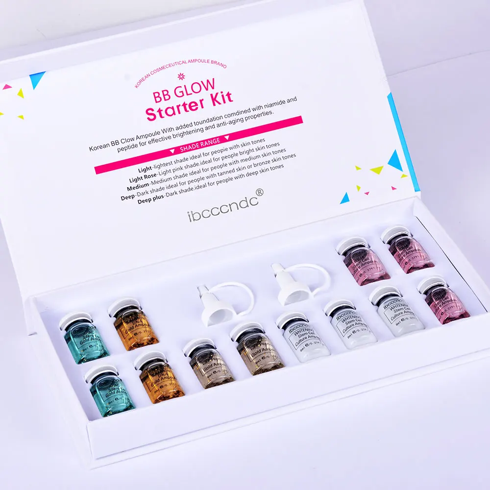 

12pcs/set Brand BB Glow Meso Starter Kit Mix Shades Brightening Foundation Serum Acne Healing Skin Care Treatment 8ml