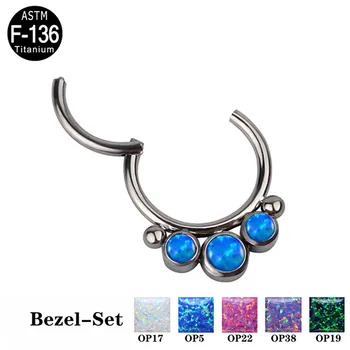 

ASTM F136 Titanium Hinged Hoop Rings Nose Piercing Opal Lip Nipple Cartilage Tragus Helix Nose Septum Clicker Piercing Jewelry