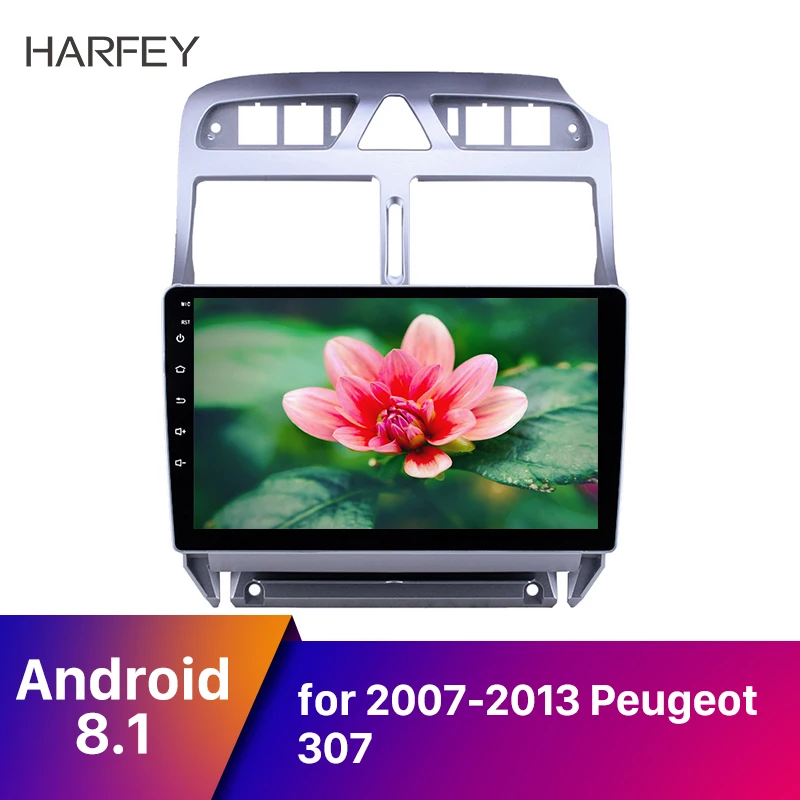 Автомобильный мультимедийный плеер Harfey 2din 9 дюймов GPS Navi Android 8 1 аудио для Peugeot 307