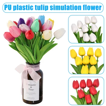 

10Pcs Mini PU Plastic Tulip Flower Simualtion Flower Wedding Home Party Decoration Flowers MDJ998