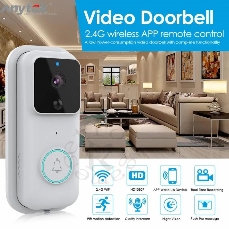20pcs Anytek B60 HD wifi дверной звонок умный видео дверной звонок визуальный домофон IP дверной звонок Облачное хранилище беспроводная камера безопасности