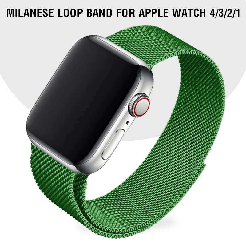 Миланская петля полоса зеленые часы ремешок 40 мм 44 мм для Apple Watch серии 4 металлический ремешок Магнитный браслет для Iwatch серии 38 42 мм