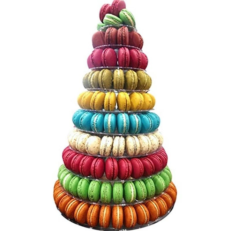  10 Tier Tower Macaron Macaron Display Stand Round Cake Stand PVC Tray Birthday Wedding Display Rack