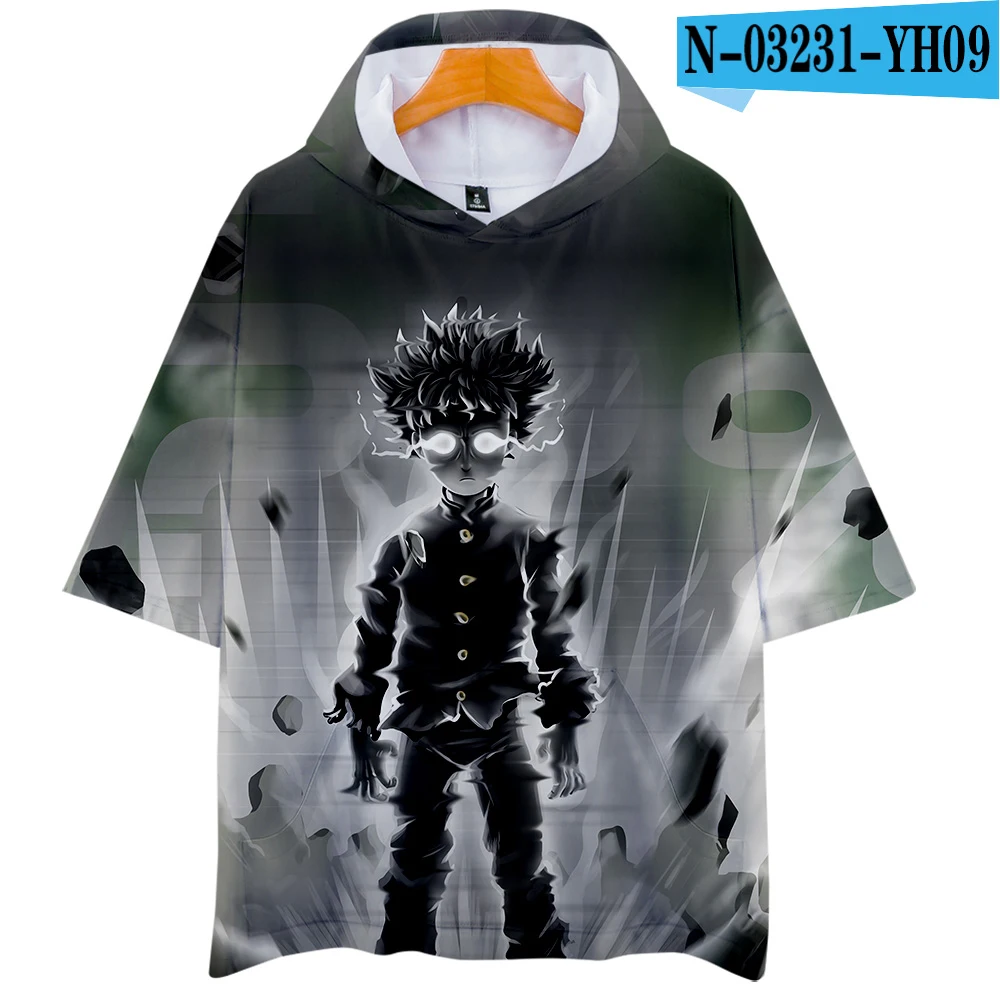 Mob Psycho 100 футболка аниме Mobu Saiko Hyaku 3d футболка с капюшоном для мужчин с коротким рукавом летняя забавная толстовка с капюшоном в стиле хип-хоп футболки - Цвет: one
