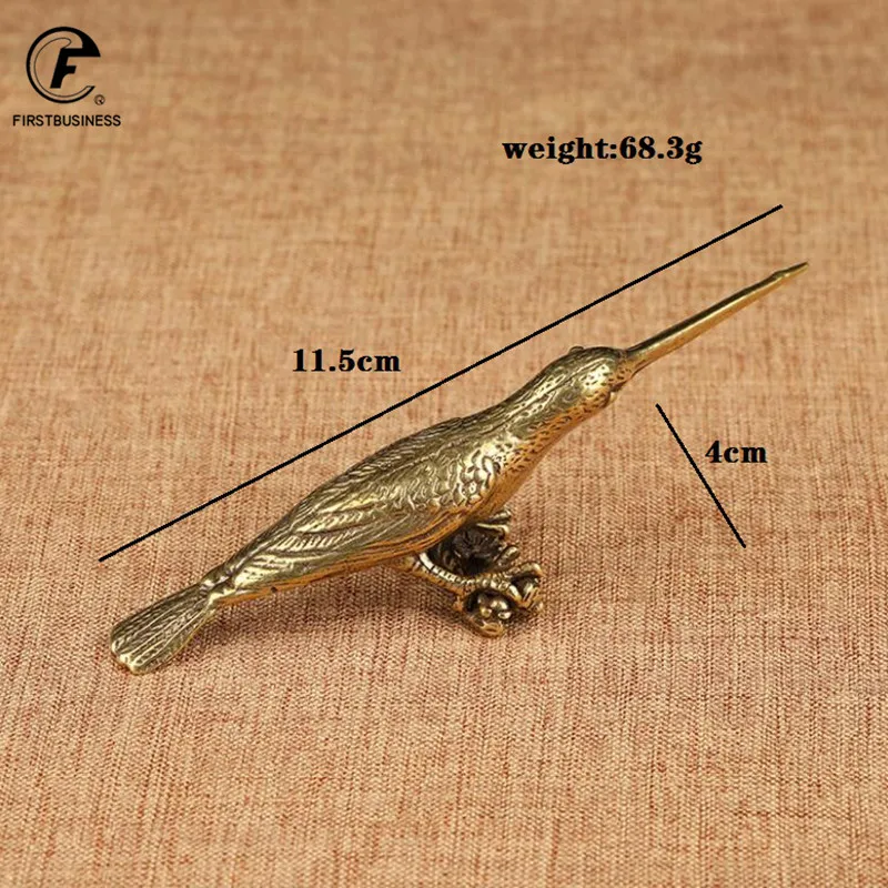 Pure Copper Kingfisher Tea Needle Statue Desk Decoration Ornament Antique Woodpecker Bird Miniature Figurines Incense Burner