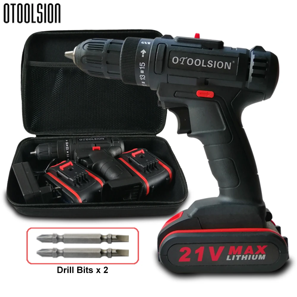 21V DC 2 Speed Drill Screwdriver Rechargeable Screwdriver Electrical Tools Screwdriver Charger+ Screwdriver Battery Electric Bag  (6)