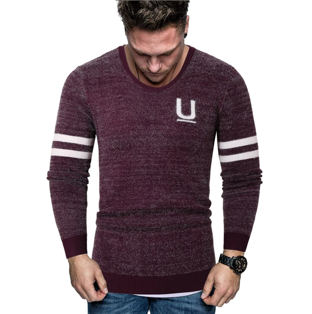 Low Price Loss Sale Men New Autumn Winter Splicing Casual Long Sleeve Knitting Sweaters Tops High Quality Drop Shipping