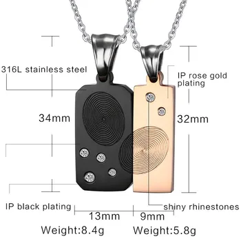 

FXM CCE331 stainless couple necklace hot sell top quality best women 28mm fingerprint gift women jewelry