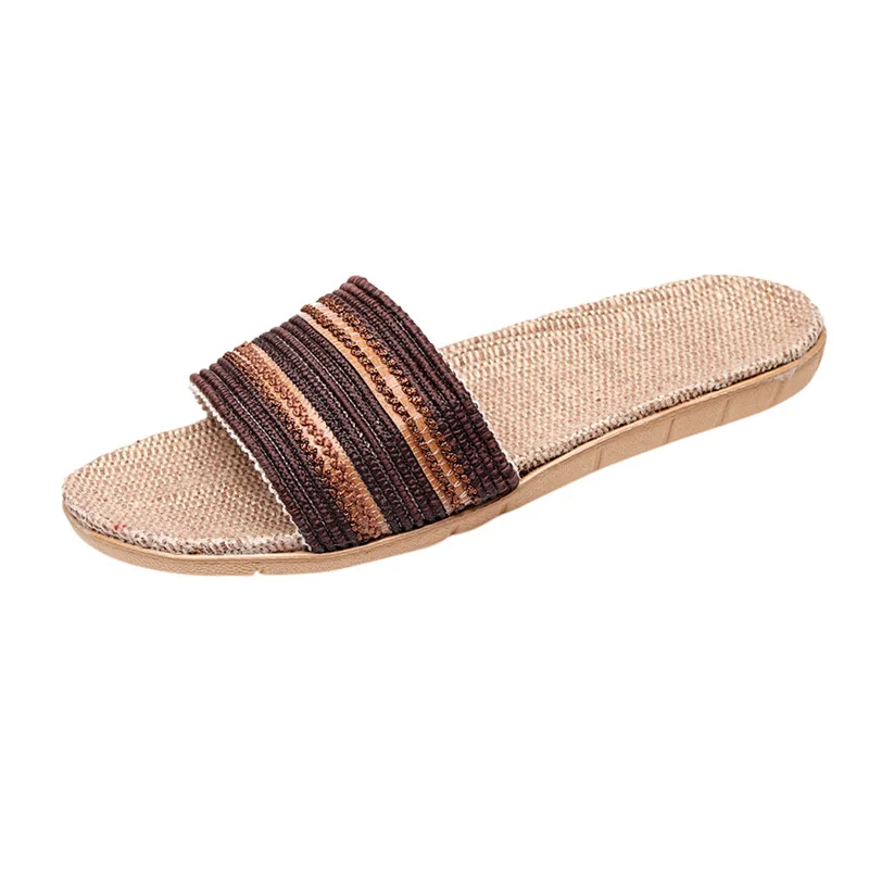 

2020 Sandals Men's Fashion Anti-slip Linen Home Indoor Open Toe Flat Shoes Beach Slippers Zapatos De Hombre Chaussure Homme