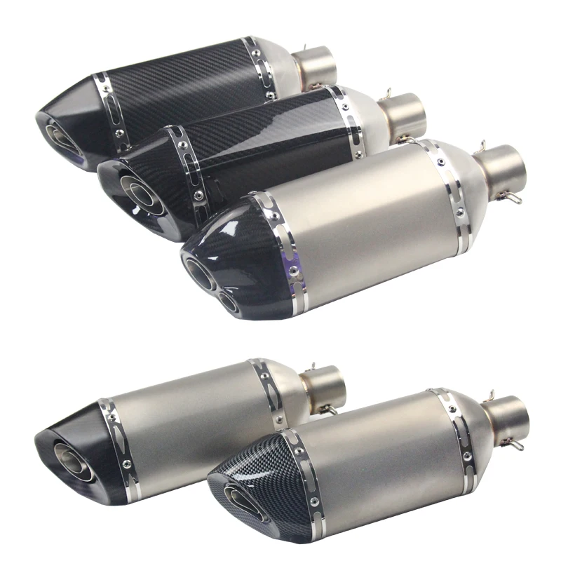 51MM Universal Motorcycle Exhaust Tips Muffler Tail Vent Pipe with DB Killer Silencer for ATV Scooter Bike Carbon Fiber 370MM