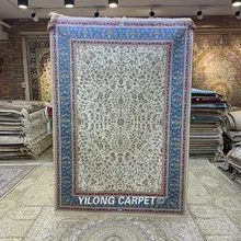 YILONG 4'x6' шелковые ковры ручной работы персидский бежевый ручной вязки большие ковры(HF301B