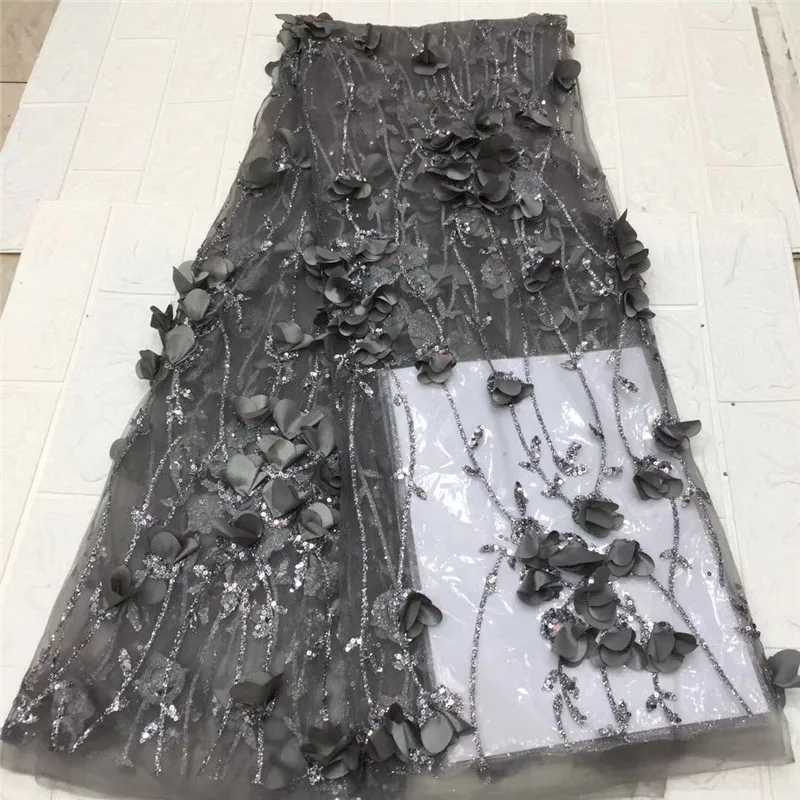 

2018 Новый дизайн 3D Розовый французский бисер чистая кружевная ткань вышитый тюль химический гипюр африканская кружевная ткань для свадебного платья