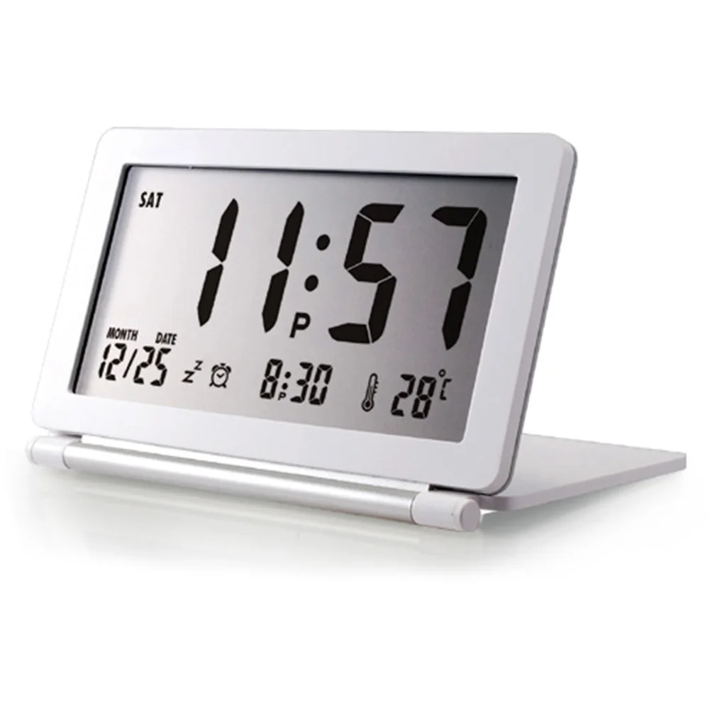 

Alarm Clock Electronic Digital LCD Display Mini Calendar Desk Travel Folding Silent Office Home Temperature Flip