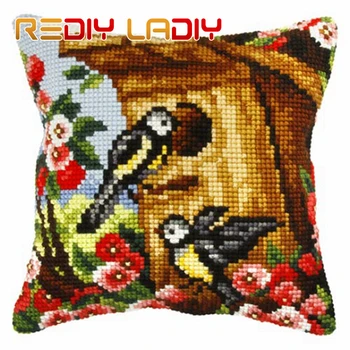 

Cross Stitch Cushion Garden Paradise Chunky Cross-Stitch Kits Acrylic Yarn Pillow Case Home Decor Sofa Pillows Arts & Crafts