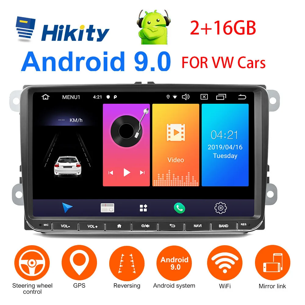 Cheap Hikity Android 9.0 Car multimedia player 2 Din RDS Car Radio Stereo 9" GPS Navigation Wifi FM Player for VW Passat Golf MK5 Cars 0