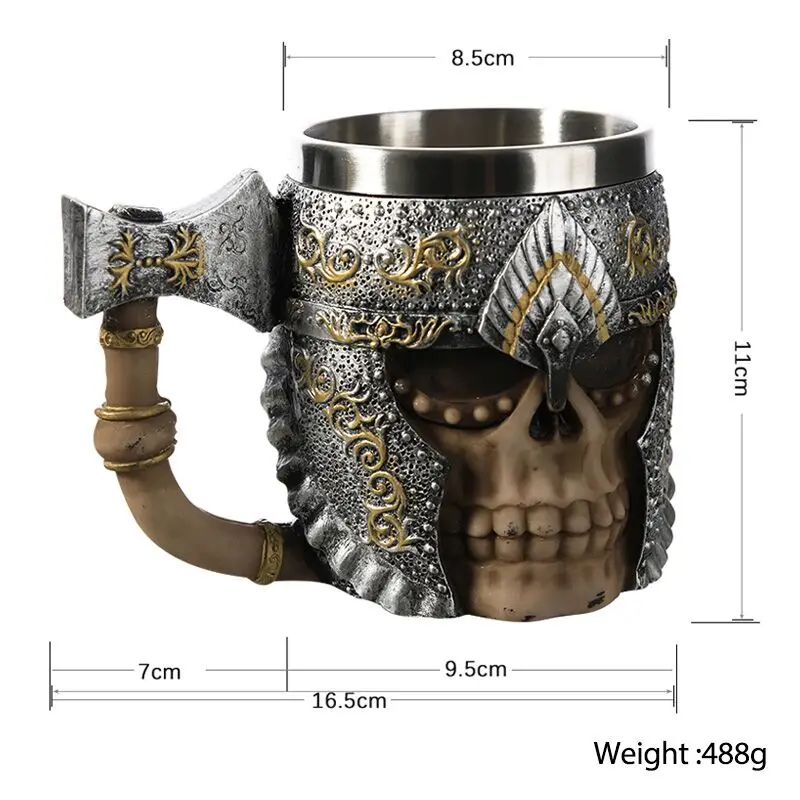 1 шт 3D топор ePacket ручка Viking Warrior 450 мл череп кружка Готический Танкард чашка со скелетом пивная стакана фляжка бокал для вина чашка для воды - Цвет: S12