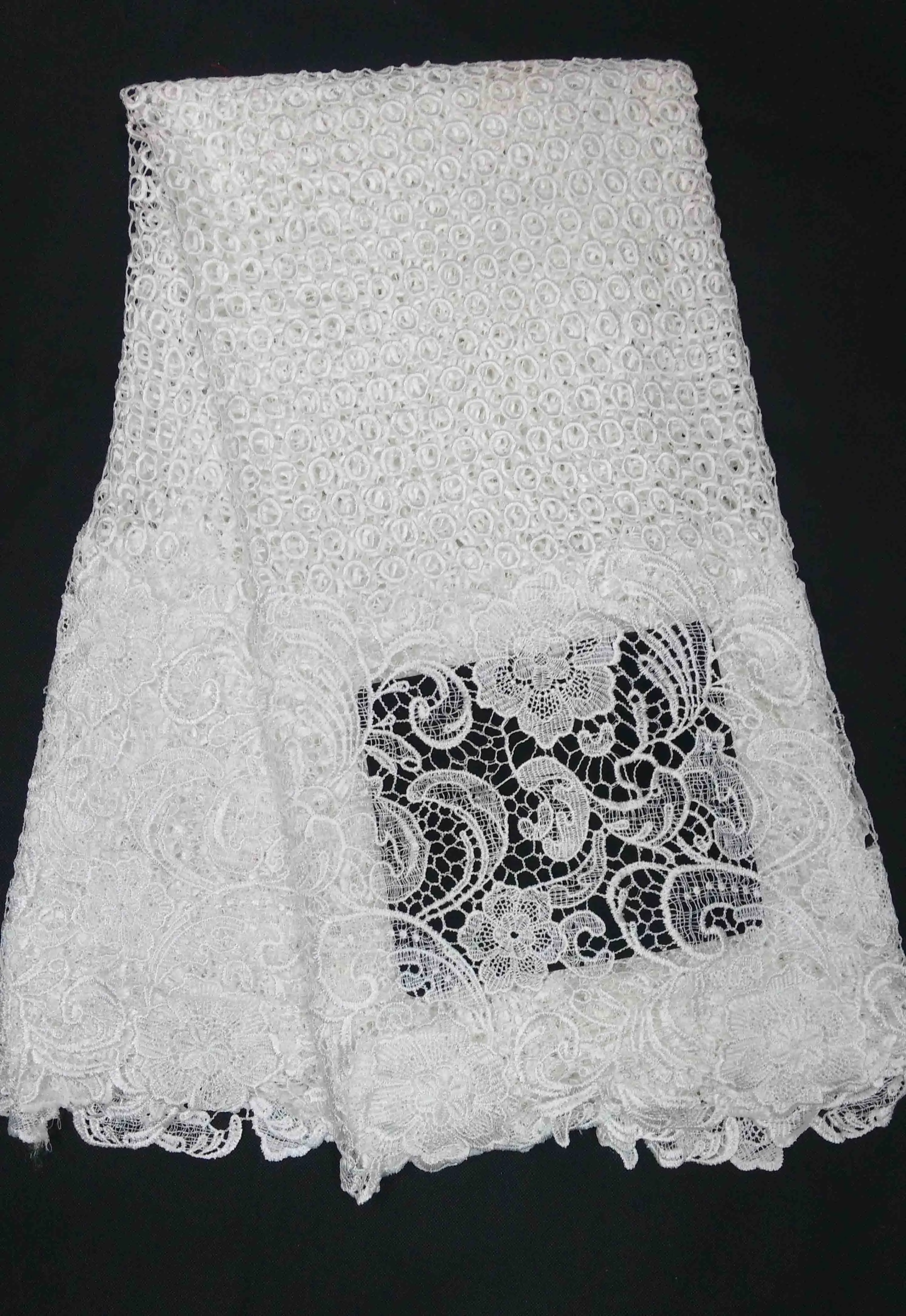 Новая мода белый Африканский шнур кружева французская кружевная ткань высококачественное гипюровое кружево Материал для вечерние платья на свадьбу! M1015 - Цвет: As picture