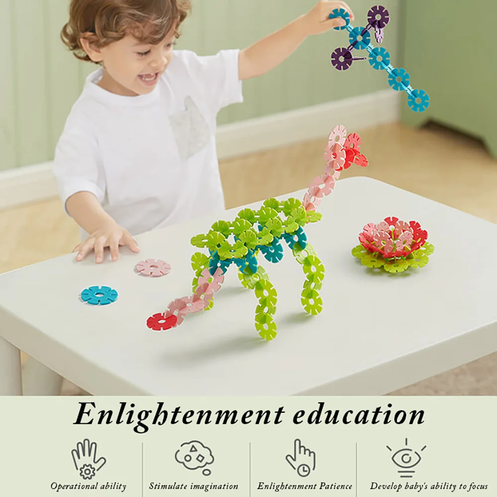 BC Babycare 400pcs Thicken Large PP Snowflake Interconnecting Blocks Children DIY 3D Construction Puzzle Jigsaw Educational Toys