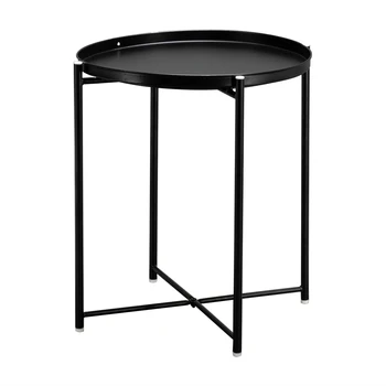 

Artisasset Round Metal Countertop And Cross Base Wrought Iron Living Room Side Table Black