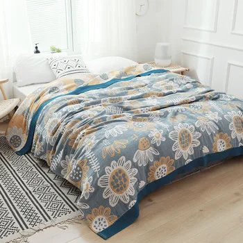 

Comfortable Soft Cotton Blanket Flower Printing Quilt Sheet Conditioning Air Summer For Bedspread Beds Breathable Blanket Winter