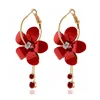 Pendientes de gota geométricos para mujer, aretes geométricos redondos de Color rojo para mujer, flor de perla, cereza, aretes de boda, borla, joyería 2022 ► Foto 2/6