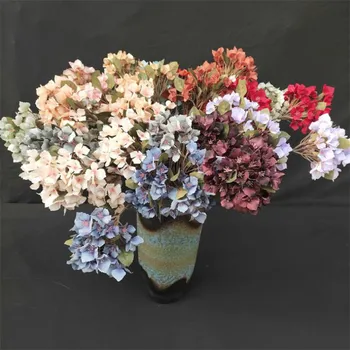 

7Pcs Fake Long Stem Hydrangea (3 heads/piece) 31.89" Simulation Wild Hydrangeas for Wedding Home Decorative Artificial Flowers