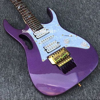 

High-quality 6-string electric guitar, purple paint, rosewood fingerboard life tree inlay, golden accessories, double-rocking br