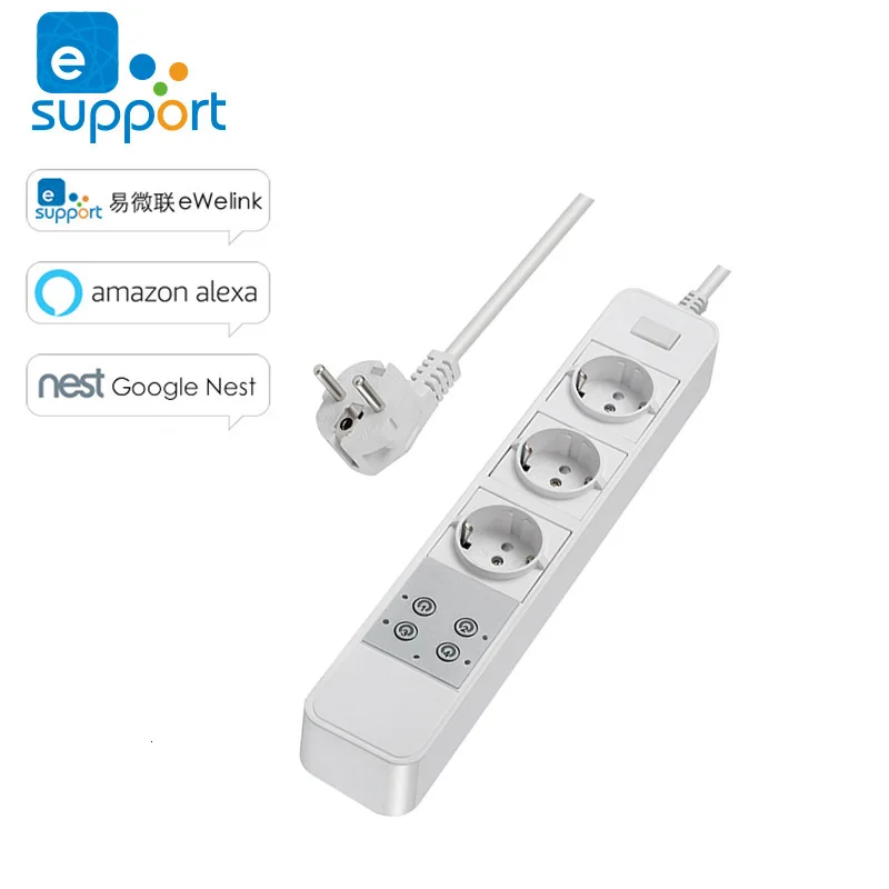 

Ewelink WiFi Intelligent Sockets Power Strip APP Voice Timer Control for Alexa Google EU UK Plug 3-Outlets Remote Control
