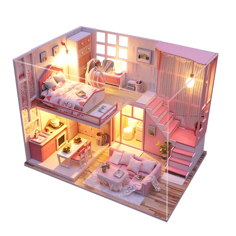 DIY Doll House Wooden Blocks Miniature Warm Romantic Dollhouse Model Building Kit Toys Children Christmas Birthday Kawaii Gifts diy tokyo tower 3d puzzle paper assembled building model toys for children game world architecture jigsaw educational toy gifts