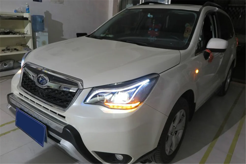 Пара для Subaru Forester светодиодный фары 201- Forester HID фары биксеноновые фары Противотуманные фары Дневные ходовые огни двойные линзы