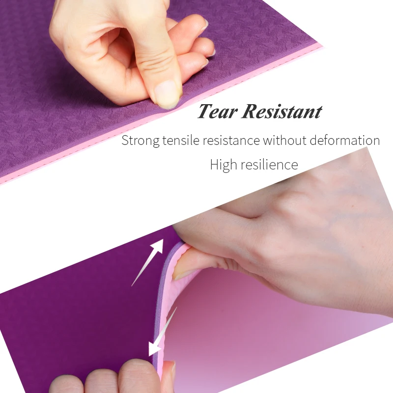 TPE Pro Yoga Mat Classic 6mm Eco Friendly Multicolor Fitnees Mat with Carrying Strap Non Slip Carpet for Pilates Floor Exercises