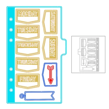 

2020 New Week Label Arrow Banner Embossing Metal Cutting Dies For Making Paper Card Scrapbooking Journal Photo Album no stamps