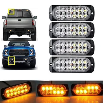 

4x6 12 LED Super Bright 12V-24V Led Strobe Emergency Warning Light Police Flashing Lightbar Grille Truck Beacon LED Side Lights