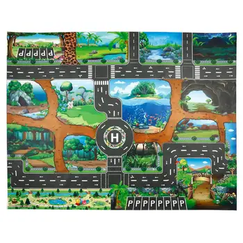 

100x130cm Kids Traffic Route Play Mat Dinosaur World Pattern Play Mat Pad Carpet Educational Toy For Learning Traffic Knowledge