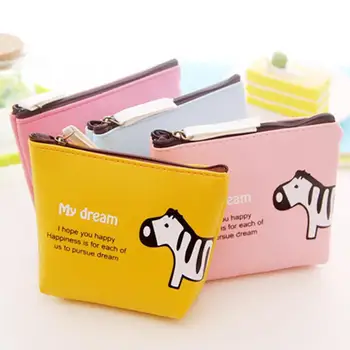

Men Women Change Case pochette Portable Zipper Coin Purse Bag Zebra Elephant Cartoon Animal Key Card Holder Package