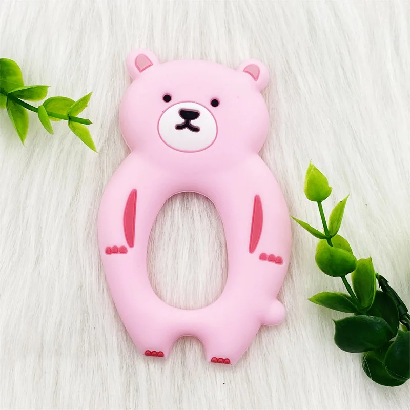 1개 BPA 프리 실리콘 곰 모양 치발기  이갈이 장난감 씹을 수 있는 동물 모양  제품 간호 선물 액세서리