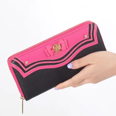 Кавайная морская Луна дизайнерский кожаный Длинный кошелек женский японский модный бренд Дамский кошелек на молнии Очаровательная сумка клатч женский D280 - Цвет: Черный