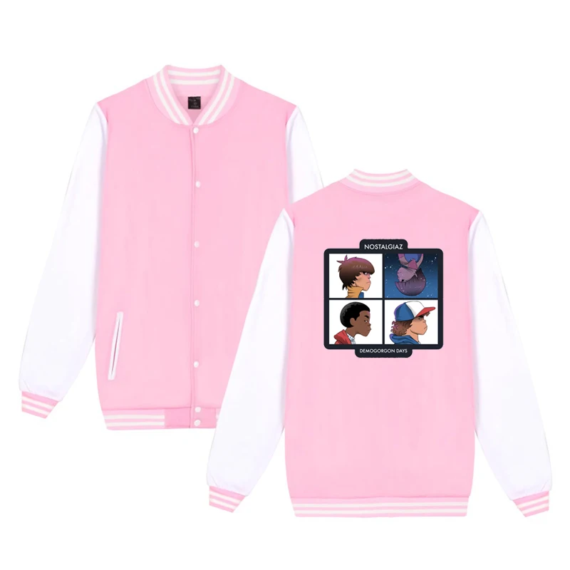 

Autumn Unisex Winter Fashion Harajuku Baseball Jacket Stranger Things Printed Baseball Uniform Boys Girls Cotton Jackets Clothes