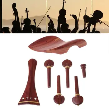 

1 Set 4/4 Redwood Violin Tailpiece ChinRest Peg Endpin Kit Violin Fittings Decoration Accessories